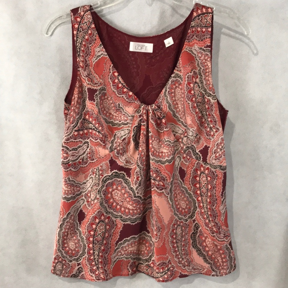 Ann Taylor Loft Sleeveless Blouse Silky Paisley 4